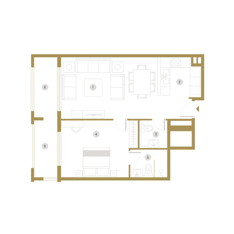 1 bedroom floor plan