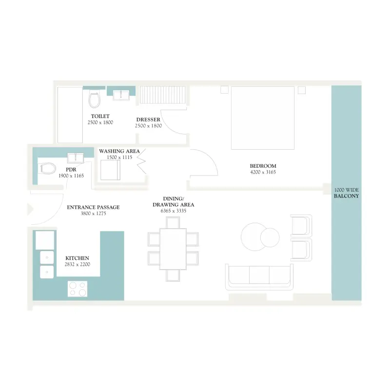 1 bedroom floor plan