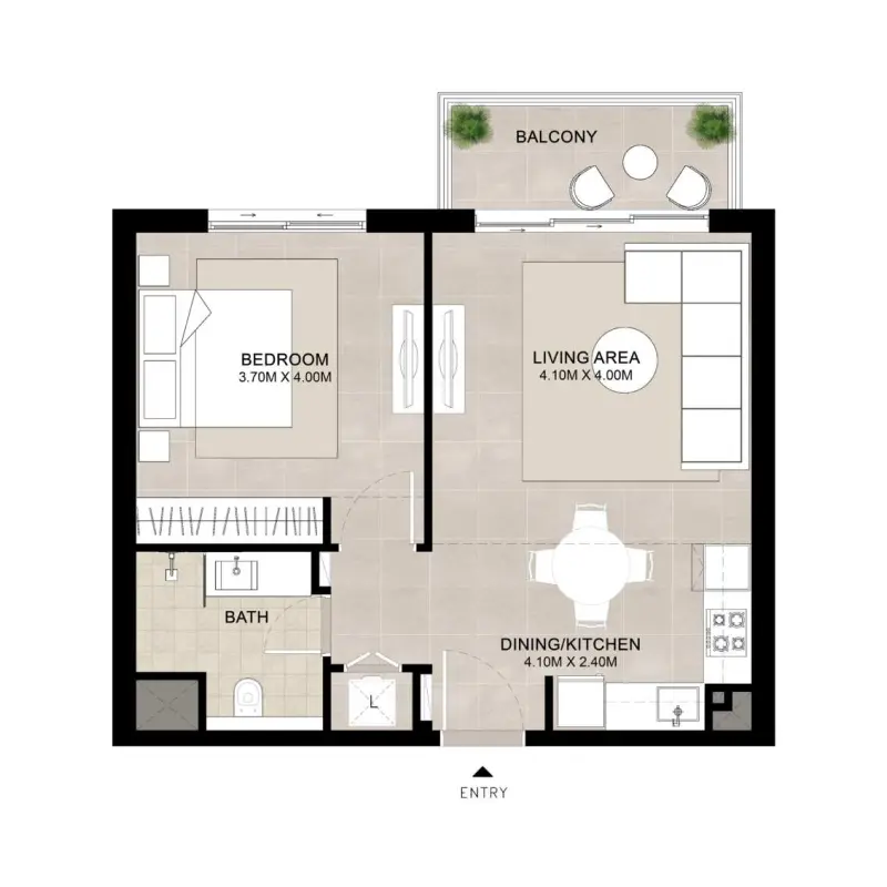 1 bedroom floor plan
