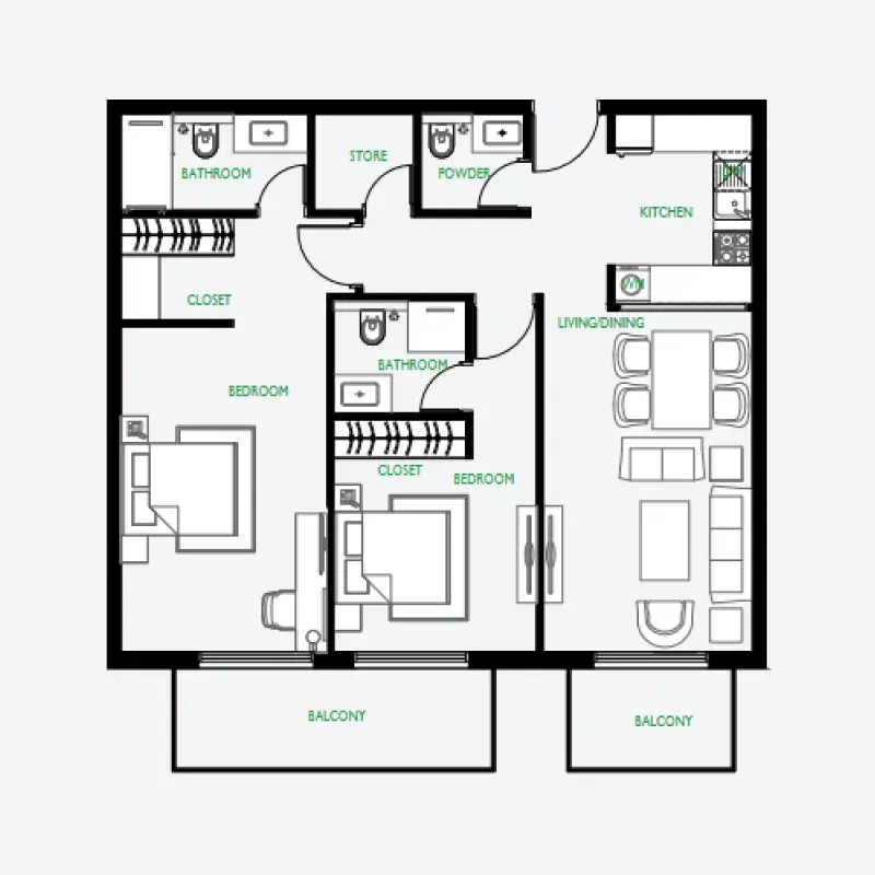 2 bedroom