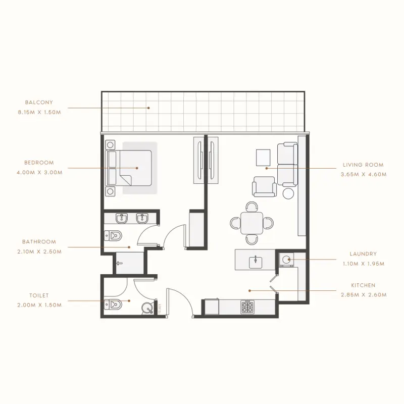 1 bedroom floor plan