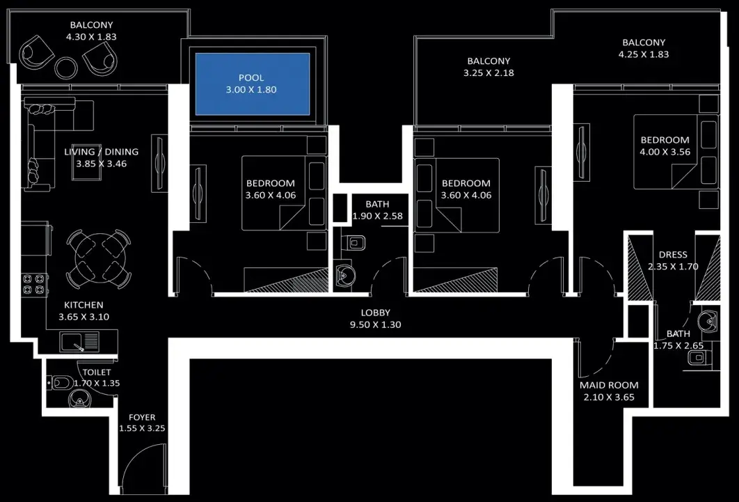 3 Bedrooms apartments - Elitz 3
