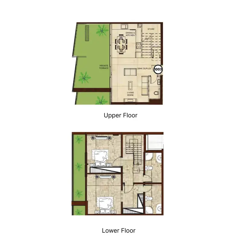 2 Bedrooms duplex - Gateway II Residences floor plan