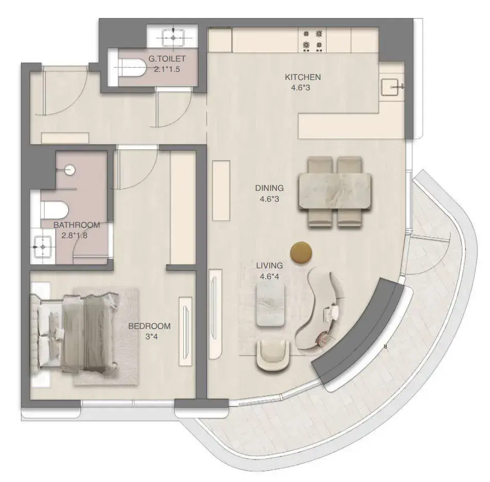 1 Bedroom apartments - Mirasol Mina