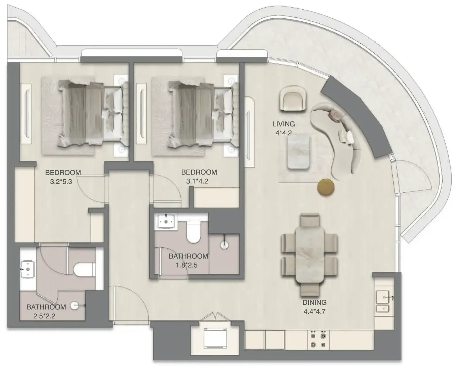 2 Bedrooms apartments - Mirasol Mina