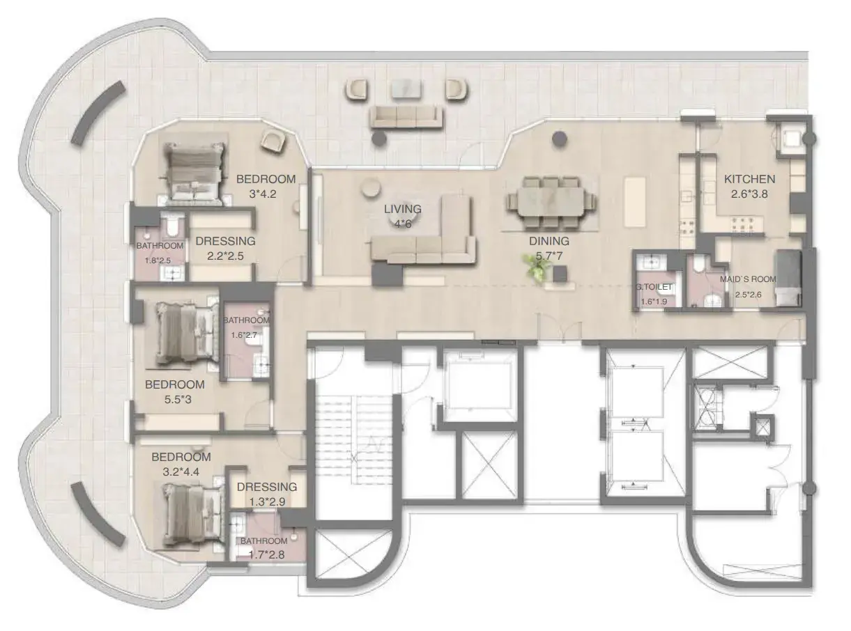 3 Bedrooms penthouse - Mirasol Mina