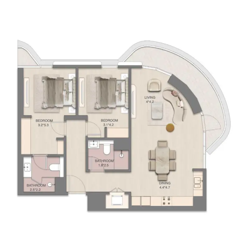 2 bedroom