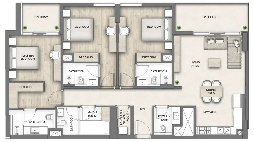 3 Bedrooms apartments - Al Hamra Greens