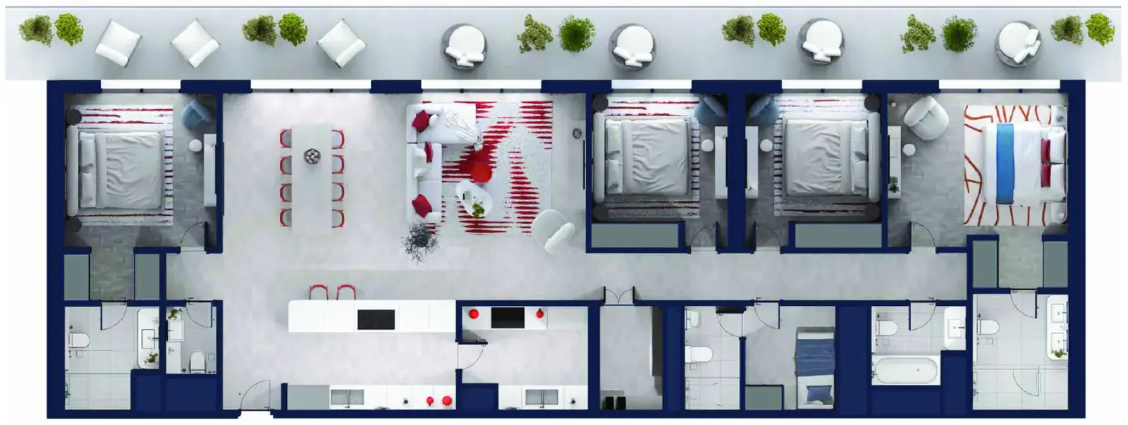 4 Bedrooms apartments - Rosso Bay Residences