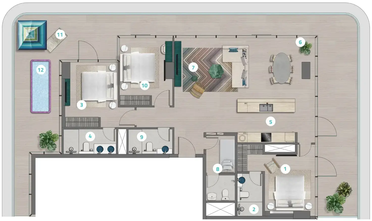 3.5 bedrooms apartments - Trio Isle