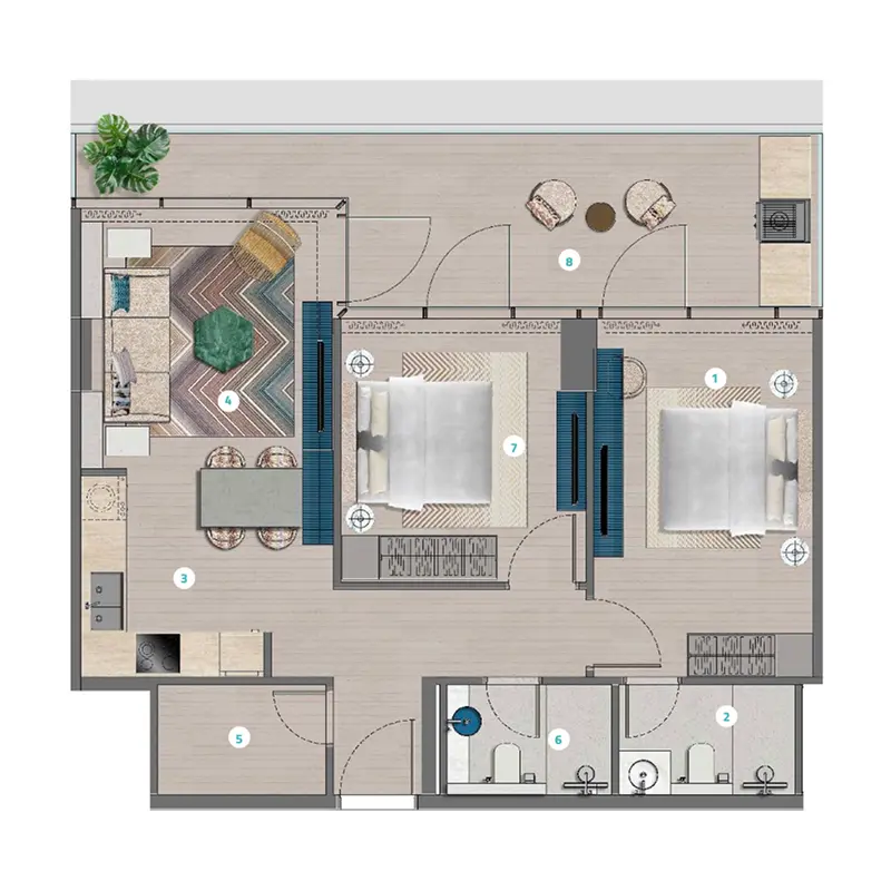 2 bedroom Apartments -  Trio Isle