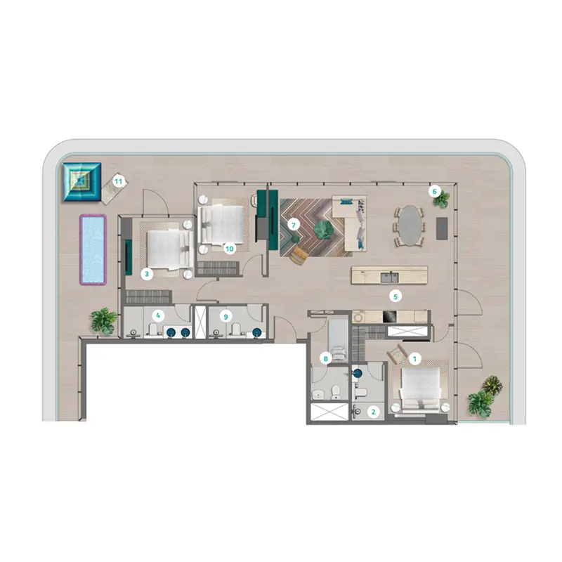 3 bedroom Apartments -  Trio Isle