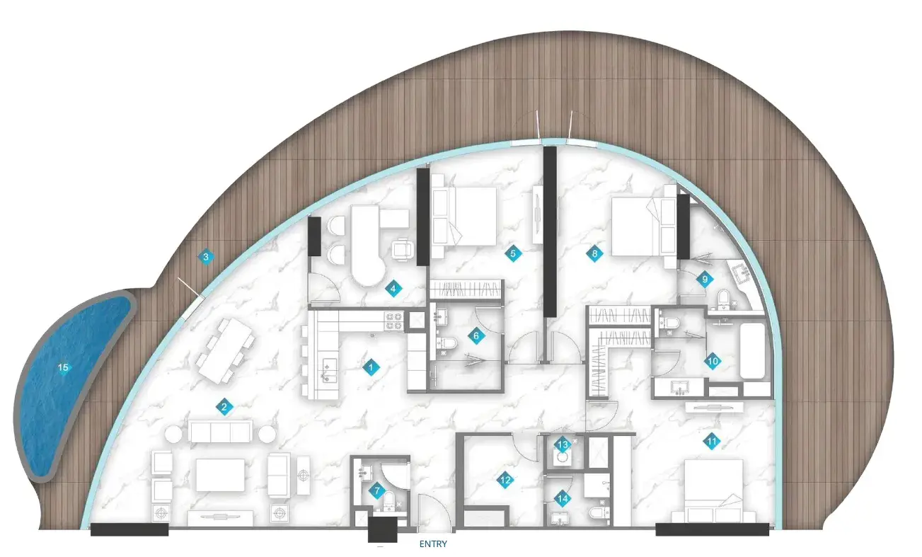 3 Bedrooms apartments - Aqua Arc