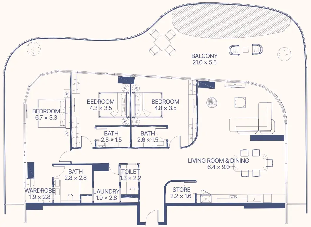 3 Bedrooms apartments - Gianfranco Ferre Residences