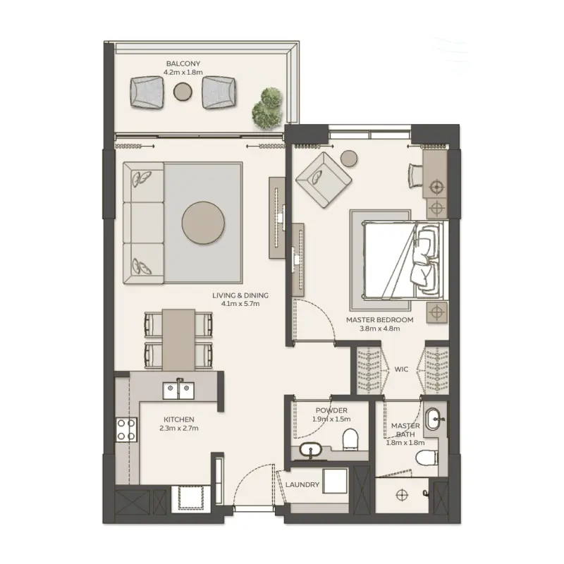 1 bedroom floor plan