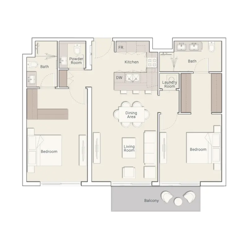 2 bedroom floor plan