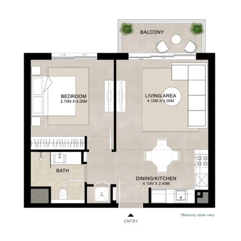 1 bedroom floor plan