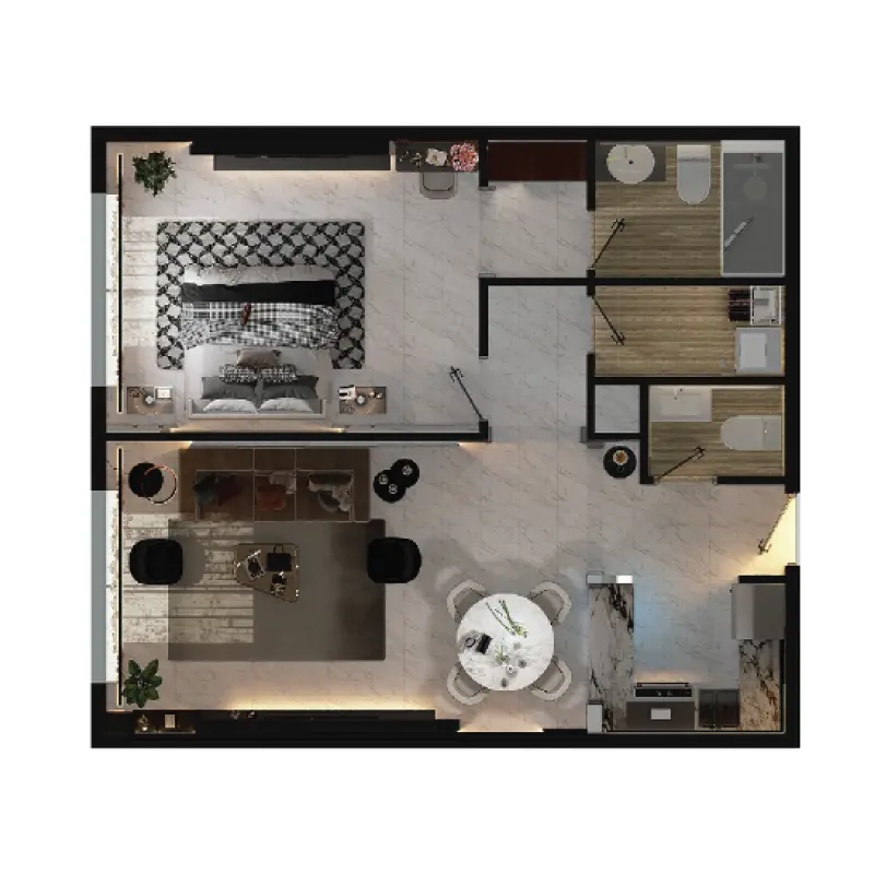 1 bedroom floor plan