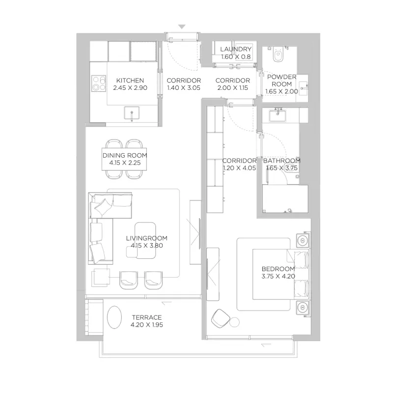 1 bedroom floor plan