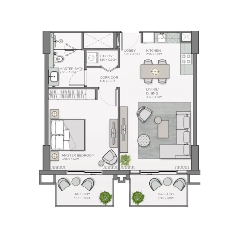 1 bedroom floor plan
