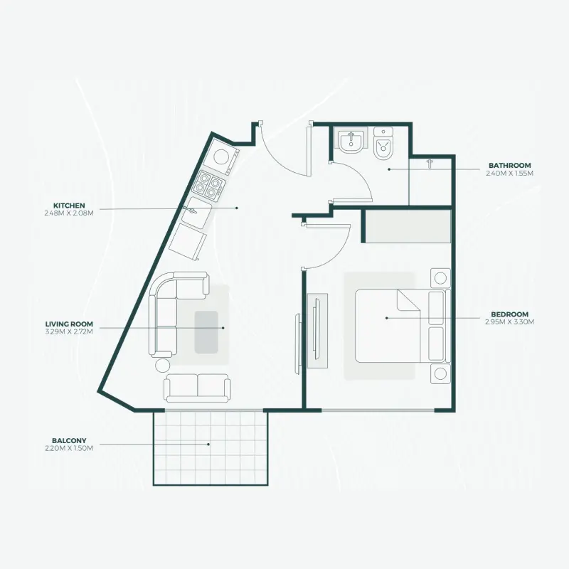 1 bedroom floor plan