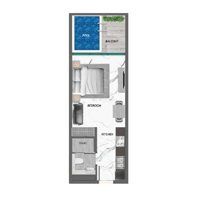 Studio + Pool floor plan