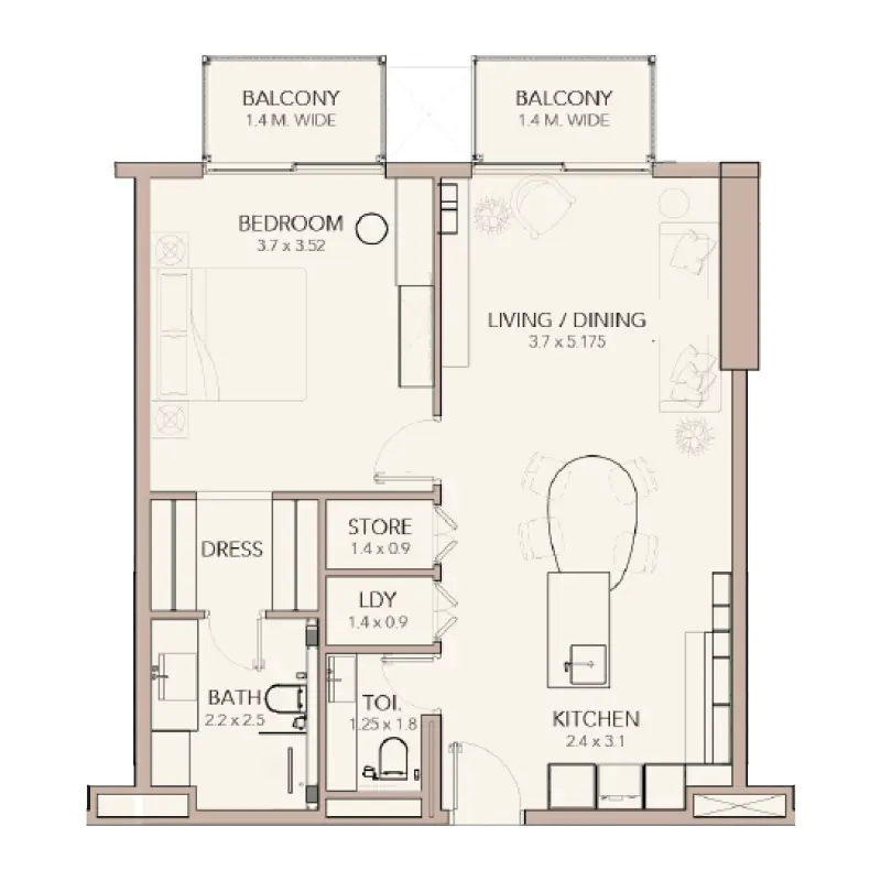 1 bedroom