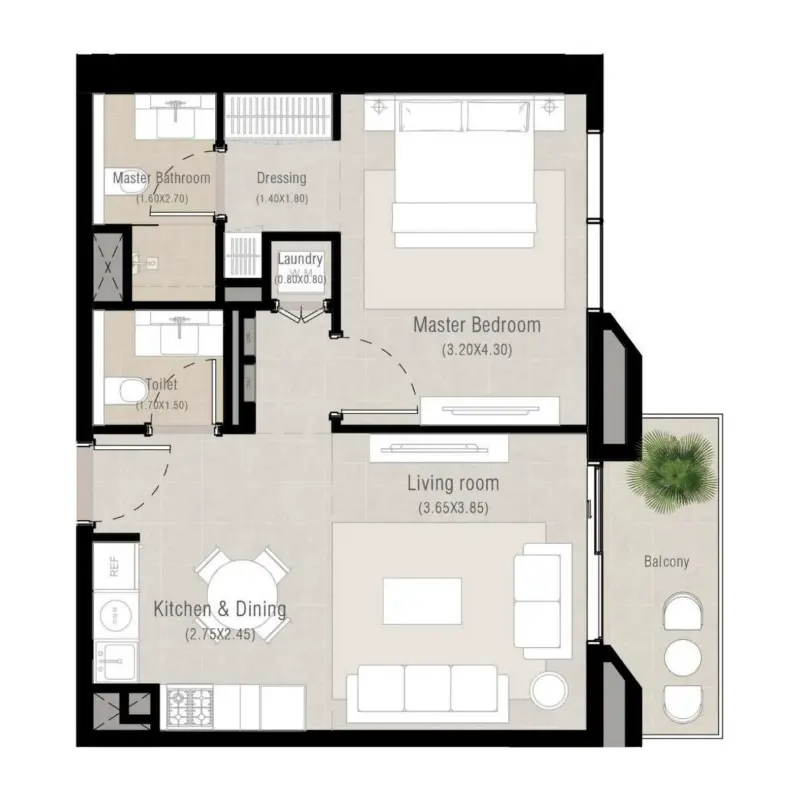 1 bedroom Apartments floor plan