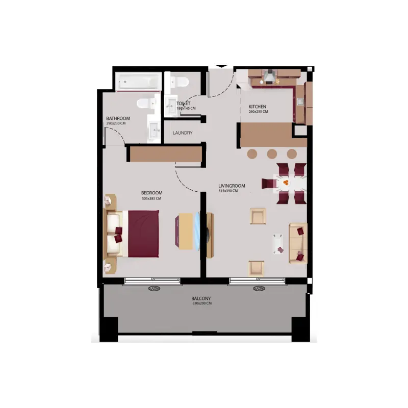 1 bedroom floor plan