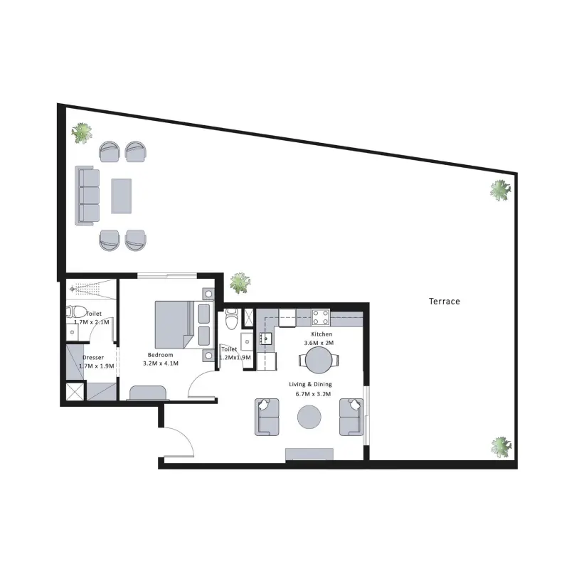 1 bedroom floor plan