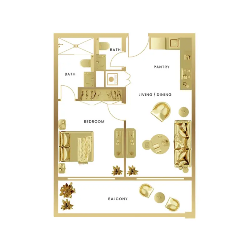 1 bedroom floor plan