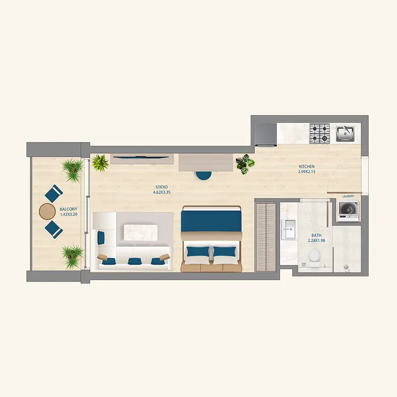 Studio Apartments floor plan