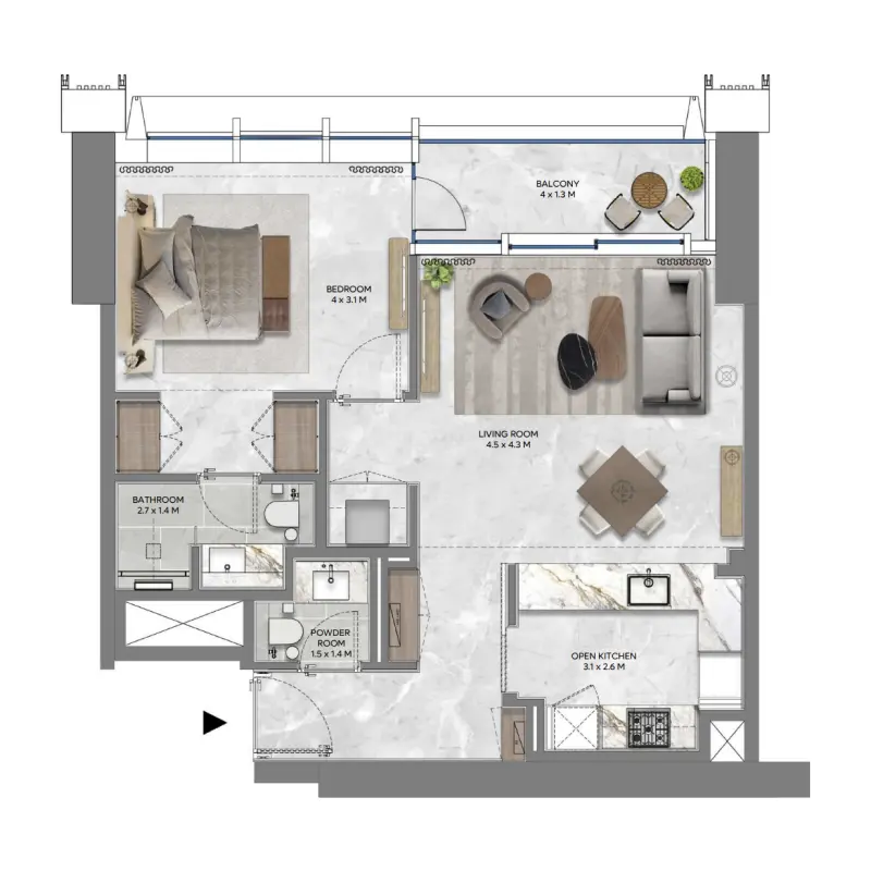 1 bedroom Apartments floor plan