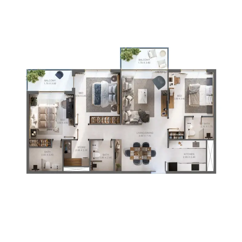 3 bedroom floor plan