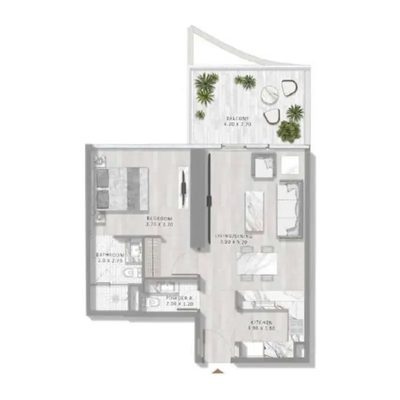 1 bedroom floor plan