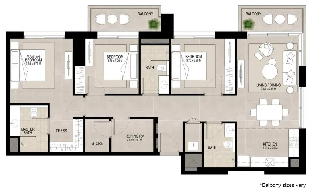3 Bedrooms apartments - Lana on the Park