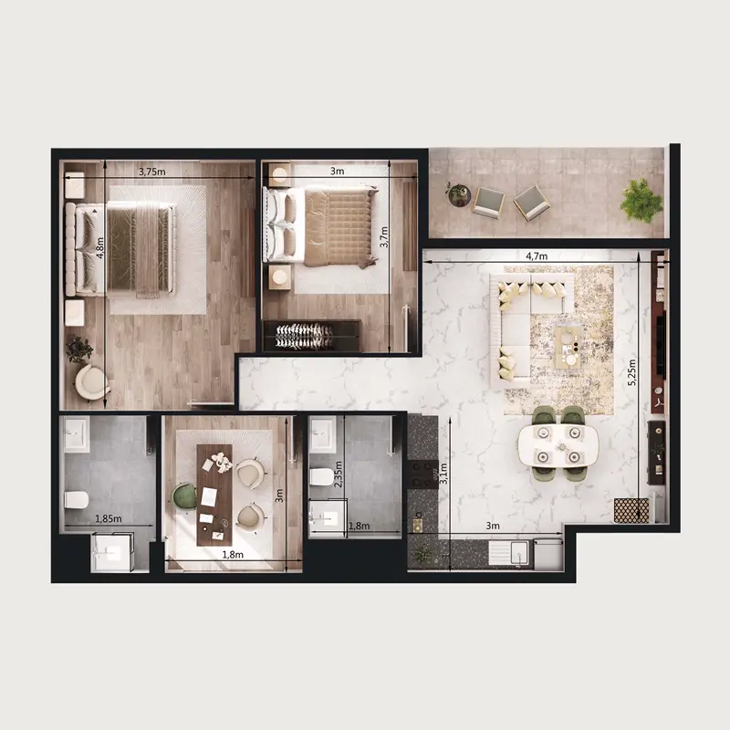 2 bedroom Apartments -  VOI Residence