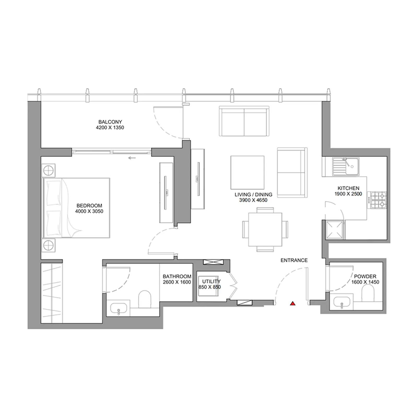 1 bedroom floor plan