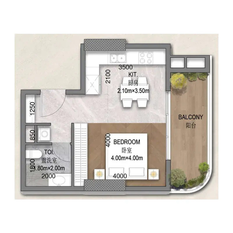 Studio apartments - Forest City 2