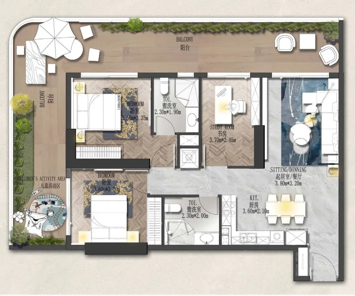 2 Bedrooms apartments - Forest City 2