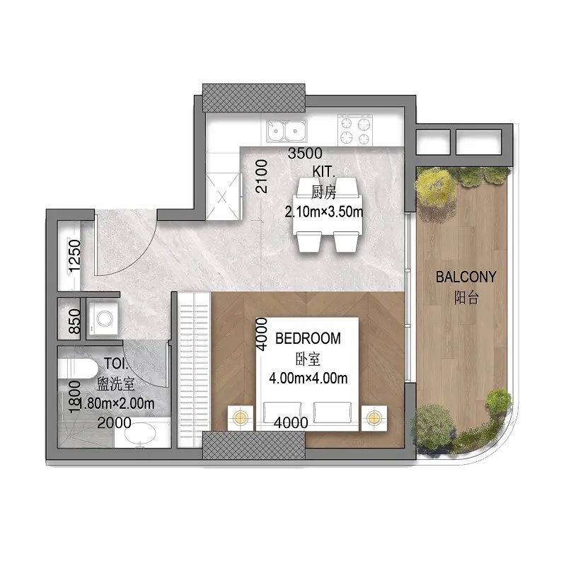 Studio Apartments floor plan
