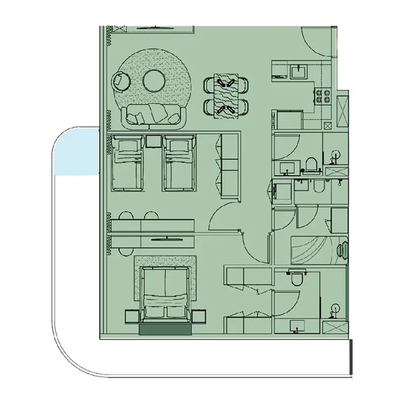 2 bedroom + pool Apartments -  Cove Edition 5