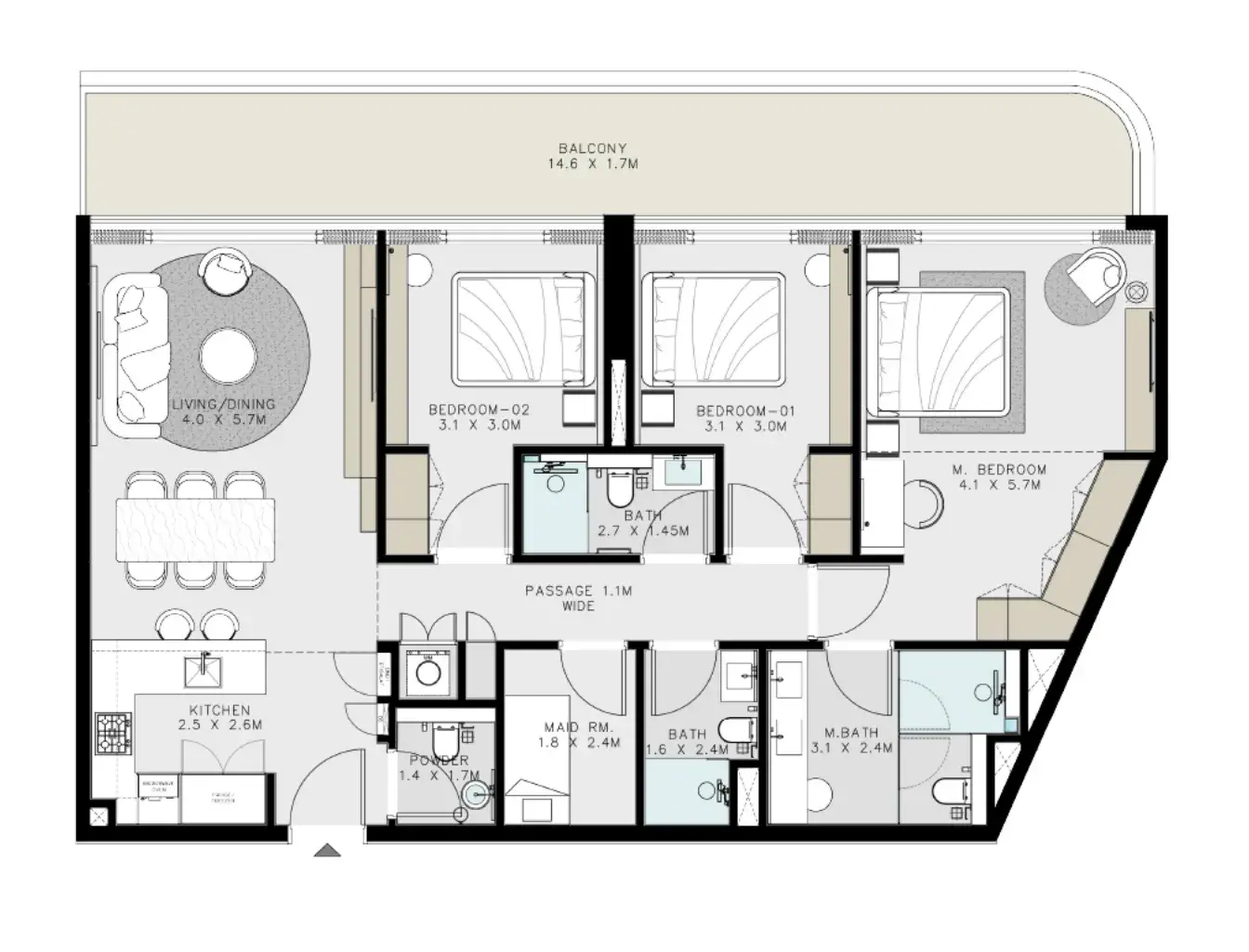 3 Bedrooms apartments - Cove Grand