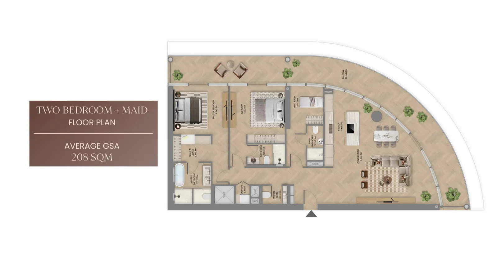 Two Bedroom + Maid
