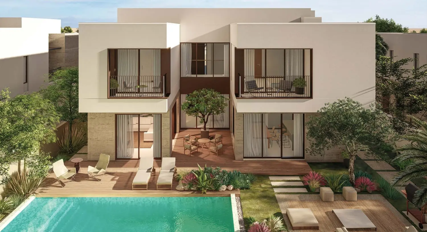 Villa front elevation at Kayan Villas 2 coastal community