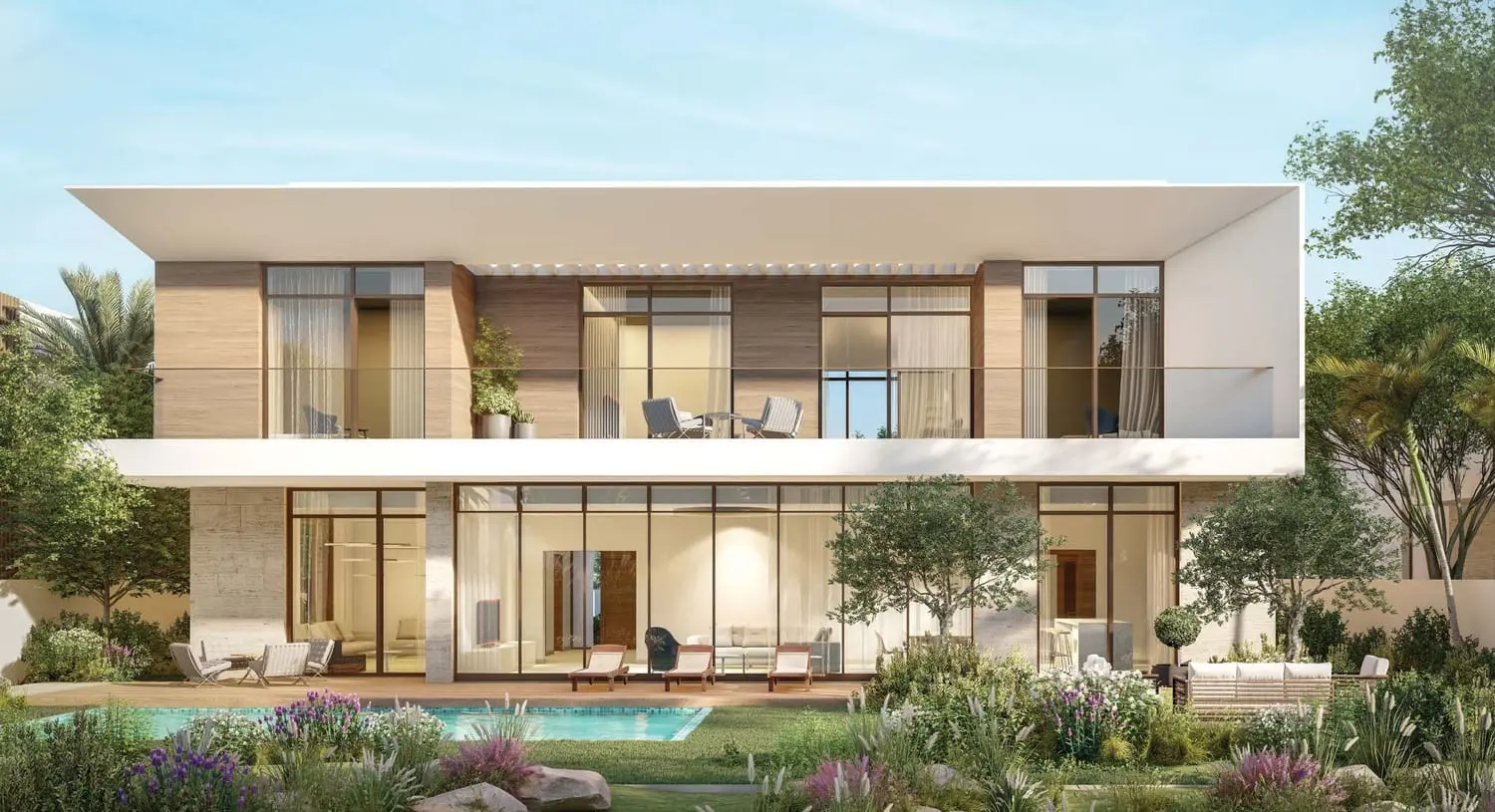 Courtyard exterior with sliding doors at a Rihal Villa
