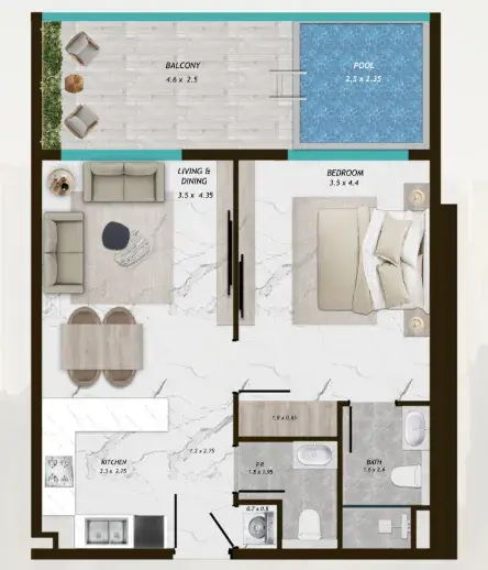 1 Bedroom apartments - Samana Parkville