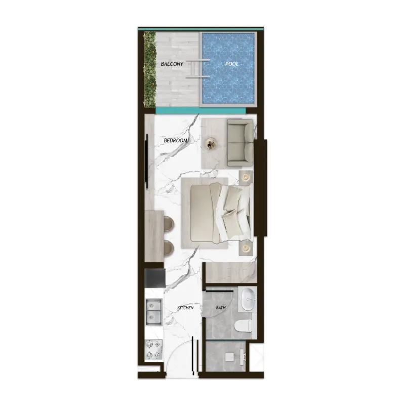 Studio + Pool floor plan