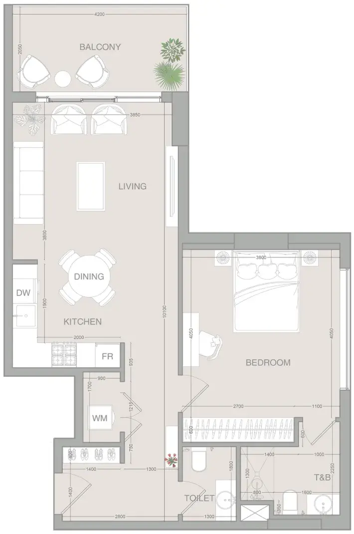 1 Bedroom apartments - VERDAN1A