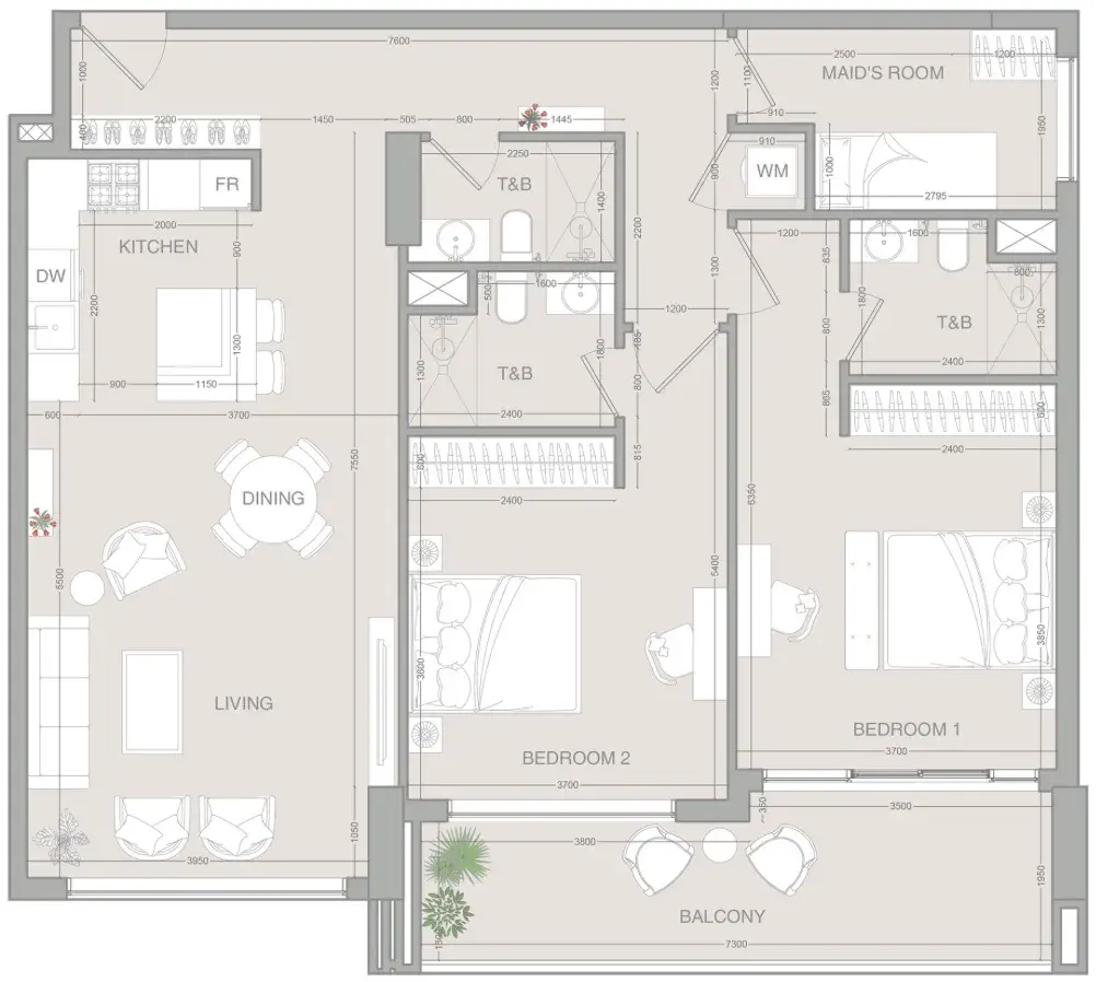 2 Bedrooms apartments - VERDAN1A